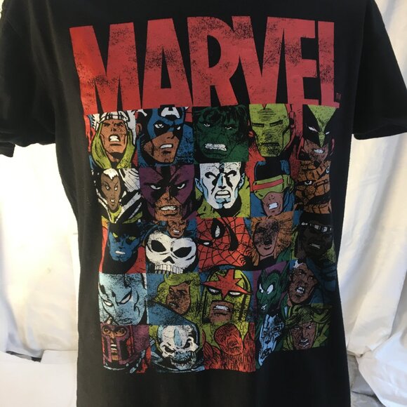 Marvel Comics T-Shirt Main Characters in the Marvel Universe Size Med Black - Picture 3 of 14